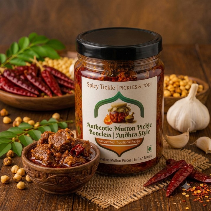 Mutton Pickle Boneless – Authentic Andhra Style