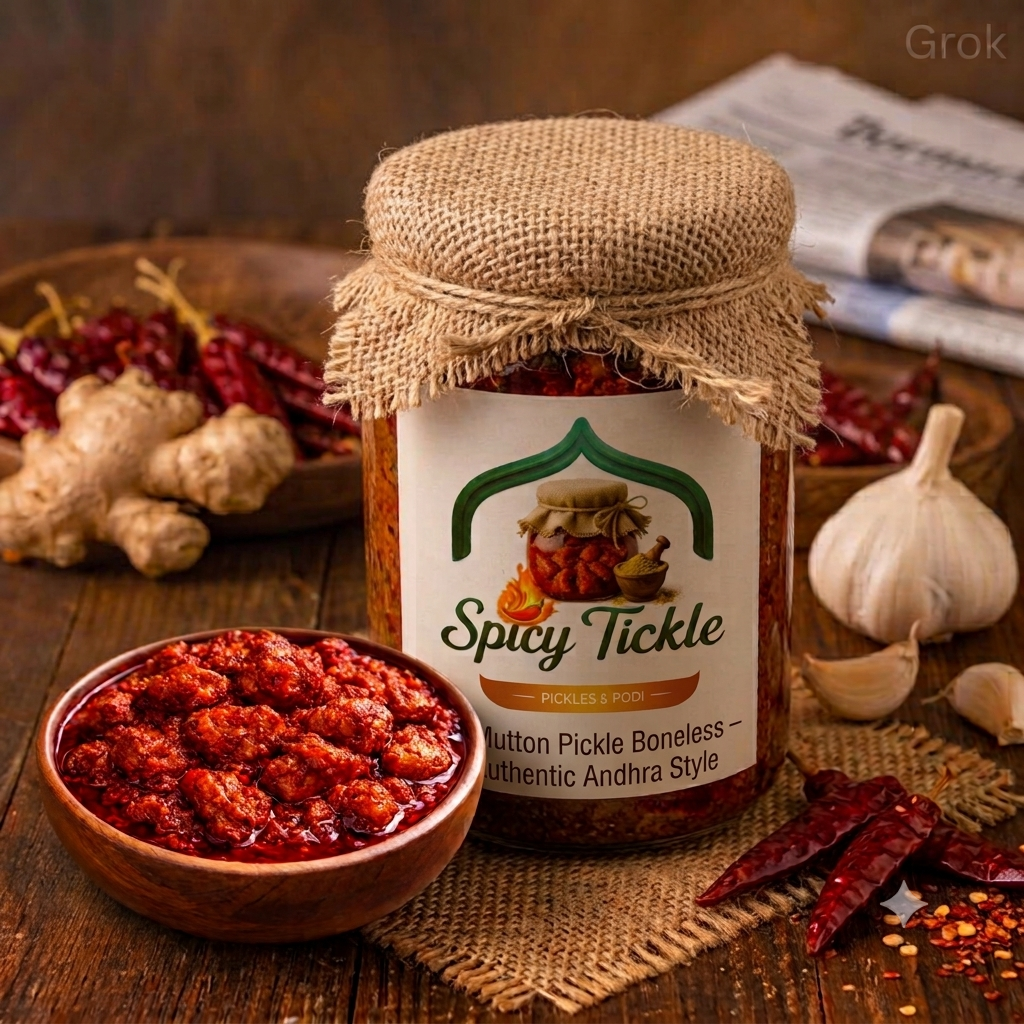 Mutton Pickle Boneless – Authentic Andhra Style