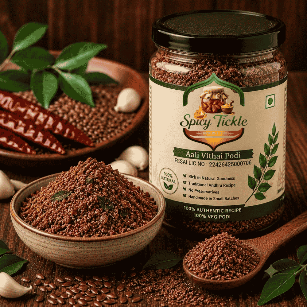 Aali Vithai Podi | Avisa Ginjala Podi | Flax Seeds with Curry Leaves Powder