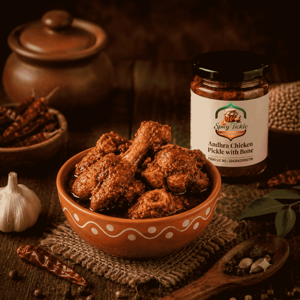 Andhra Chicken Pickle with Bone | Authentic Spicy Chicken Pickle Online