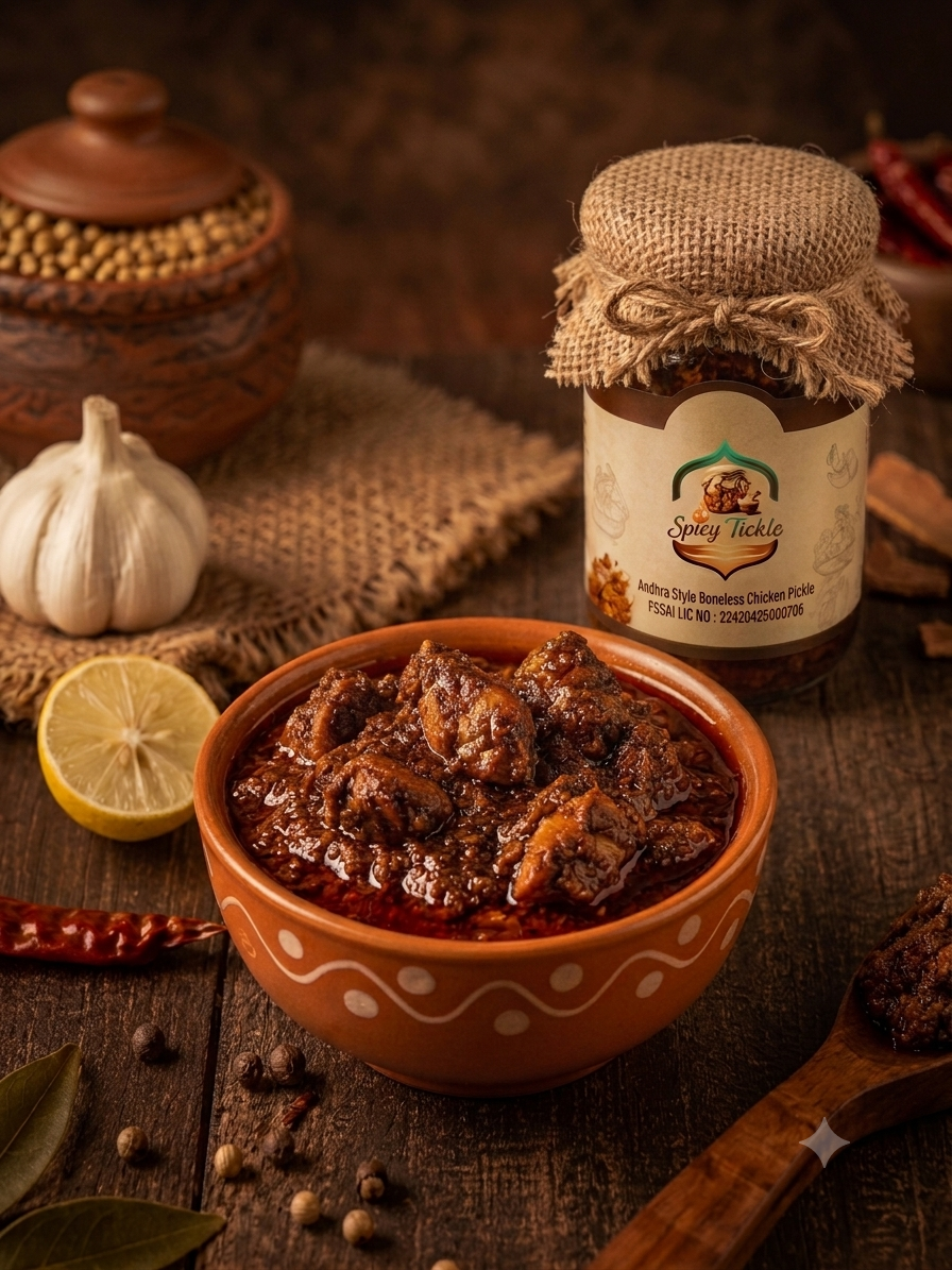 Andhra Style Boneless Chicken Pickle | Authentic Spicy Chicken Pickle Online